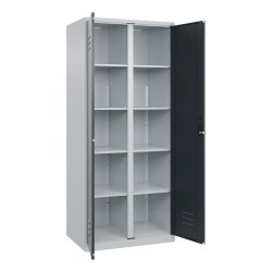 C+P Wäsche-Spind Classic PLUS, 2 Abteile, HxBxT 1.850 x 800 x 500 mm, lichtgrau, anthrazitgrau, für Vorhängeschloss, mit Mitteltrennwand