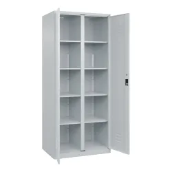 C+P Wäsche-Spind Classic PLUS, 2 Abteile, HxBxT 1.850 x 800 x 500 mm, lichtgrau, lichtgrau, Zylinderschloss, mit Mitteltrennwand