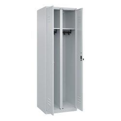 C+P Schwarz-Weiss-Spind Classic PLUS, 2 Abteile, HxBxT 1.850 x 600 x 500 mm, lichtgrau, lichtgrau, für Vorhängeschloss