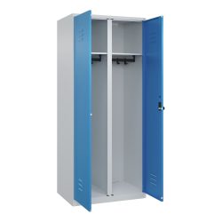 C+P Schwarz-Weiss-Spind Classic PLUS, 2 Abteile, HxBxT 1.850 x 800 x 500 mm, lichtgrau, lichtblau, für Vorhängeschloss