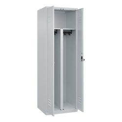 C+P PSA Doppel-Spind Classic PLUS, 2 Abteile, HxBxT 1.850 x 600 x 500 mm, lichtgrau, lichtgrau, für Vorhängeschloss