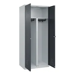 C+P PSA Doppel-Spind Classic PLUS, 2 Abteile, HxBxT 1.850 x 800 x 500 mm, lichtgrau, anthrazitgrau, für Vorhängeschloss