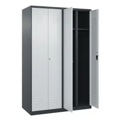 C+P Schwarz-Weiss-Spind Classic PLUS, 4 Abteile, HxBxT 1.850 x 1.200 x 500 mm, anthrazitgrau, lichtgrau, Zylinderschloss