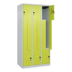 C+P Z-Spind Classic PLUS, 6 Abteile, HxBxT 1.850 x 900 x 500 mm, lichtgrau, clowngrün, für Vorhängeschloss