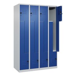 C+P Z-Spind Classic PLUS, 8 Abteile, HxBxT 1.850 x 1.200 x 500 mm, lichtgrau, enzianblau, für Vorhängeschloss