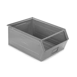 Fami Sichtlagerkasten, HxBxT 300 x 450 x 700 mm, Stahlblech, fehgrau, 6 Stk/VE
