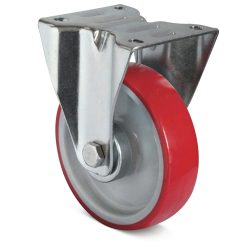 CASCOO Bockrolle N2U6, mit Rad-ø 200 mm x B 48 mm, Polyamid-Felge, Polyurethan-Lauffläche, rot, Rollenlager, bis 350 kg