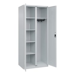 C+P Wäsche-, Garderobenspind Classic PLUS, 2 Abteile, HxBxT 1.850 x 800 x 500 mm, lichtgrau, lichtgrau, für Vorhängeschloss
