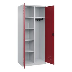 C+P Wäsche-, Garderobenspind Classic PLUS, 2 Abteile, HxBxT 1.850 x 800 x 500 mm, lichtgrau, rubinrot, Zylinderschloss