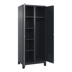 C+P Mehrzweck-Putzmittelschrank Classic PLUS, Füsse, 2 Abteile, HxBxT 1.950 x 800 x 500 mm, anthrazitgrau, anthrazitgrau, Zylinderschloss