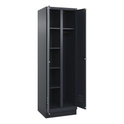 C+P Mehrzweck-Putzmittelschrank Classic PLUS, Sockel, 2 Abteile, HxBxT 1.950 x 600 x 500 mm, anthrazitgrau, anthrazitgrau, für Vorhängeschloss