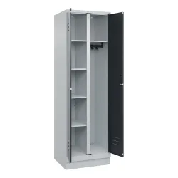 C+P Mehrzweck-Putzmittelschrank Classic PLUS, Sockel, 2 Abteile, HxBxT 1.950 x 600 x 500 mm, lichtgrau, anthrazitgrau, Zylinderschloss