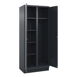 C+P Mehrzweck-Putzmittelschrank Classic PLUS, Sockel, 2 Abteile, HxBxT 1.950 x 800 x 500 mm, anthrazitgrau, anthrazitgrau, Zylinderschloss