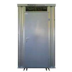 FLADAFI® Mehrzweckbox, verzinkt, montiert, ohne Einrichtung, Einflügeltür, mittig in Breitseite