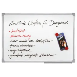 Whiteboard Franken X-tra!Line, emaillierte Oberfläche, magnethaftend, beschriftbar, inkl. Ablageschale, B 2000 x H 1000 mm, Stahl/Aluminium, weiss-silber
