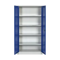 HEMMDAL Werkstatt-Flügeltürschrank, HxBxT 1.950 x 925 x 420 mm, lichtgrau/enzianblau