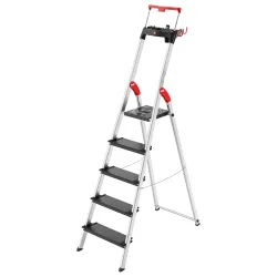 Hailo, Hailo Stufenleiter L100 Topline Silber 5 Stufen 48 x 101 x 187 cm