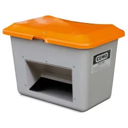CEMO Streugutbehälter mit Entnahmeöffnung, grau/orange, 200 Liter