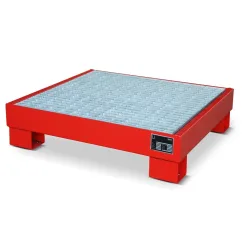 Bauer® Auffangwanne aus Stahl, für 4x 60-Liter-Fass, Auffangvolumen 61 l, inkl. Gitterrost, feuerrot