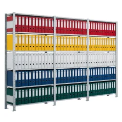 SCHULTE Komplettpaket Aktenregal, einseitig, Fachlast 85 kg, HxBxT 2.000 x 3.000 x 300 mm, verzinkt
