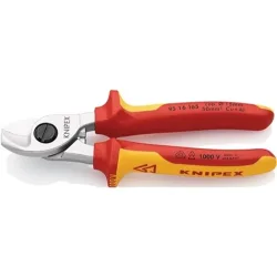 Knipex 95 16 165 VDE-Kabelschere Geeignet für (Abisoliertechnik) Alu- und Kupferkabel, ein- und mehrdrähtig 15 mm 50 mm²