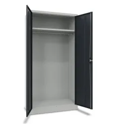 PAVOY Flügeltürenschrank mit verzinktem Hutboden und Kleiderstange, HxBxT 1950 x 1000 x 600 mm, lichtgrau/anthrazitgrau
