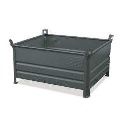 HESON® Stapelbehälter, mit Vollwand, Tragkraft 500 kg, BxT 1.200 x 800 mm, grün
