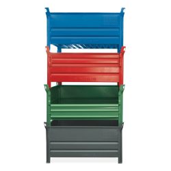 HESON®Stapelbehälter, mit ½ Vollwandklappe, Tragkraft 1.000 kg, BxT 1.000 x 800 mm, blau