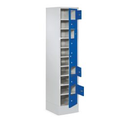 PAVOY Schliessfachschrank mit Zentraltür, 1 x 10 Fächer, HxBxT 1.850 x 400 x 500 mm, mit Sockel, anthrazitgrau, anthrazitgrau