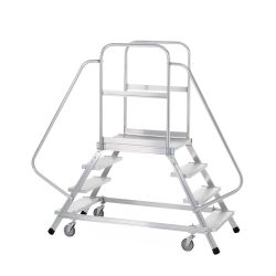 ZARGES Podesttreppe, fahrbar, 2-seitig begehbar, Standhöhe 1,44 m, Aluminium