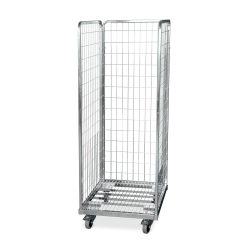 Stahlrollbehälter 600 x 600 mm mit 2 Seitenwänden und 1 Rückwand