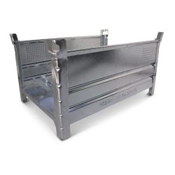 HESON® Stapelbehälter für Langgut, 2 Seiten offen, feuerverzinkt, BxT 1.000 x 800 mm