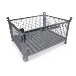 HESON® Industrie-Gitterbox, Wände feststehend, feuerverzinkt, HxBxT 600 x 800 x 600 mm
