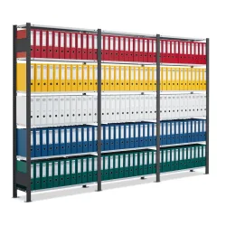 SCHULTE Komplettpaket Aktenregal, einseitig, Fachlast 85 kg, HxBxT 2.000 x 3.000 x 300 mm, schwarz