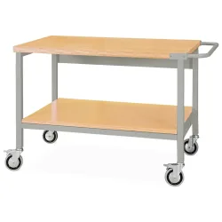 Bedrunka+Hirth Mobile Werkbank mit Rollen, 2 Holzböden à 1.500 x 750 mm, TK 400 kg