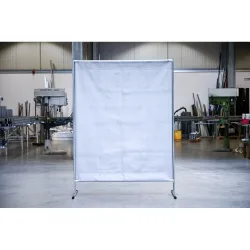 Schweisser-Schutzstellwand, Hitzeschutz-/Spritzerschutzdecke gemäss DIN EN 13501-1, BxH 1.400 x 2.000 mm, grau/silber
