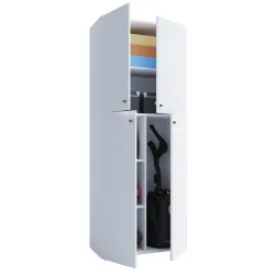 VCM - Holz Besenschrank Staubsauger Putzschrank Haushaltsschrank Drehtüren Lona, 70 CM, Weiss