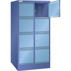Thur Metall Akku-Ladeschrank mit Fächern, für E-Bike-Akkus, HxBxT 1790 mm x 810 mm x 580 mm, Key Lock, taubenblau/hellblau