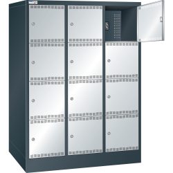 Thur Metall Akku-Ladeschrank mit Fächern, für E-Bike-Akkus, HxBxT 1790 mm x 1205 mm x 580 mm, Key Lock, anthrazitgrau/lichtgrau