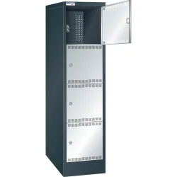 Thur Metall Akku-Ladeschrank mit Fächern, für E-Bike-Akkus, HxBxT 1790 mm x 415 mm x 580 mm, Key Lock, anthrazitgrau/lichtgrau