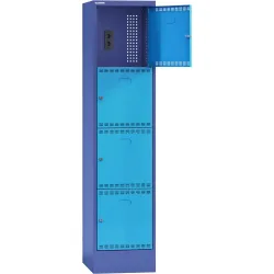 Thur Metall Akku-Ladeschrank mit Fächern, für E-Bike-Akkus, HxBxT 1790 mm x 415 mm x 580 mm, Key Lock, taubenblau/hellblau