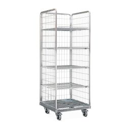 kaiserkraft Stahlrollbehälter, LxB 640 x 460 mm, 3-seitig, mit Rückwand
