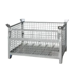 Gitterbox-Stapelbox, LxBxH 1200 x 800 x 750 mm, Längswand 1/3 klappbar, verzinkt Eichinger