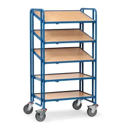 fetra® Eurokasten-Etagenwagen, mit Böden, TK 300 kg, 5 Etagen à 820 x 610 mm