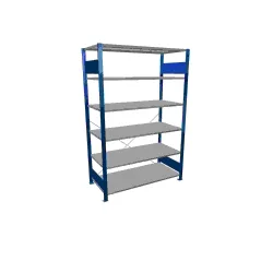 SCHULTE Fachbodenregal enzianblau/verzinkt mit 6 Stahlblechböden, Fachlast 150 kg, HxBxT 2.000 x 1.360 x 636 mm