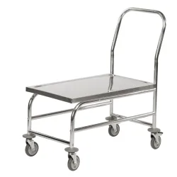 Edelstahl-Plattformwagen, Tragfähigkeit 100 kg, LxBxH 825 x 520 x 970 mm Kongamek