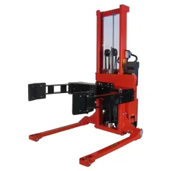 Logitrans Elektro-Rollenheber mit Breitspur, vollelektrisch, schwenkbar, einstellbarer Rollenhalter