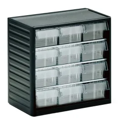 Treston Kleinteilemagazin 294-3 , inklusive 12 glasklaren Schubladen L-04, BxTxH 310x180x290 mm