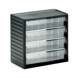 Treston Kleinteilemagazin 296-3 , inklusive 4 glasklaren Schubladen L-06, BxTxH 310x180x290 mm