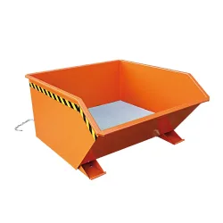 Eichinger® Spänebehälter mit Lochblech-Boden und Ablasshahn, 1000 kg, 300 Liter, reinorange
